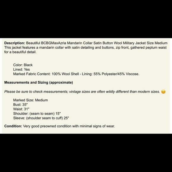 BGBGmaxazria black peplum military style jacket Medium - Picture 4 of 16